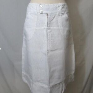 Zaffiri Midi Skirt Linen White Utility Cargo Lightweight Pockets Sz 3X